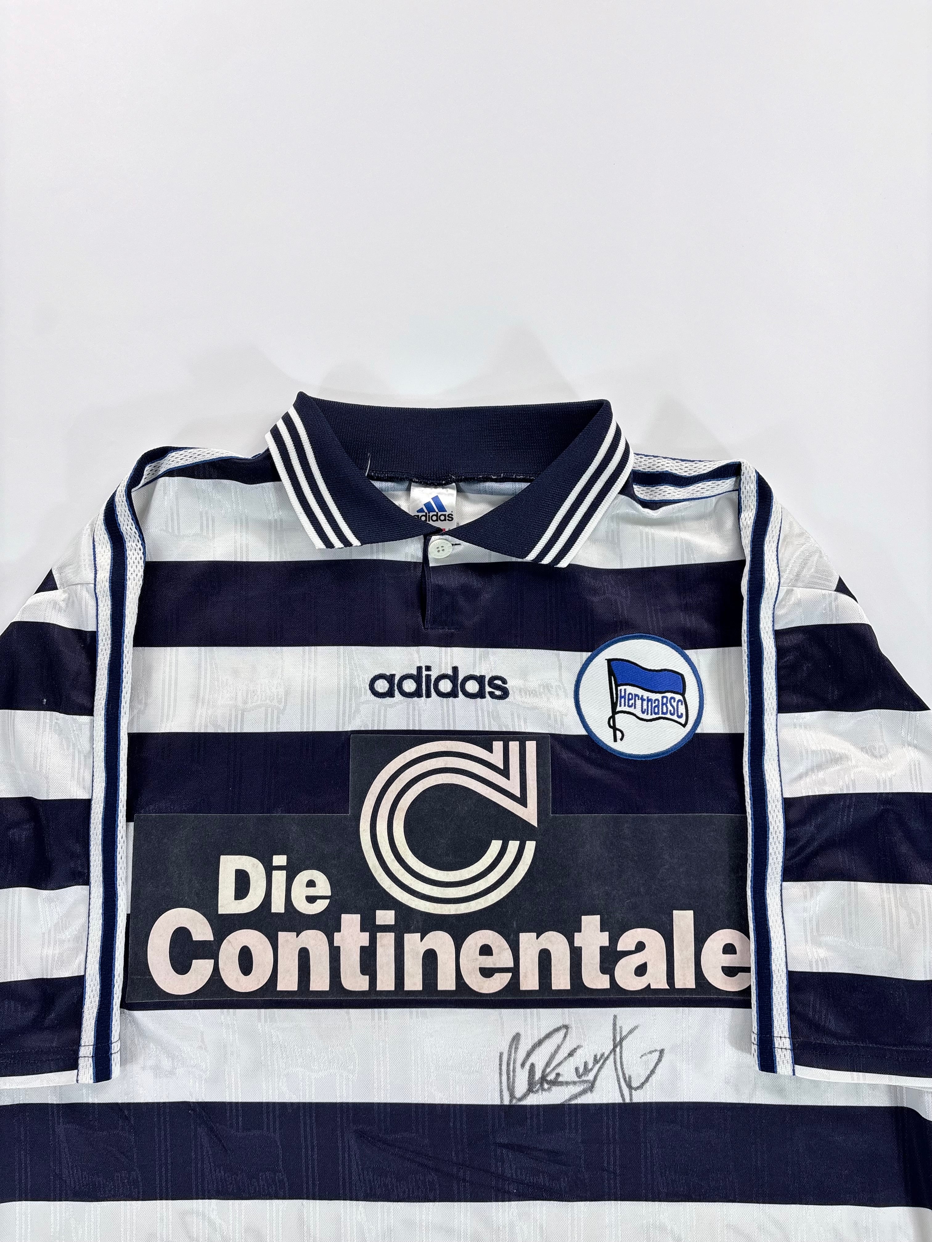 Hertha BSC Heimtrikot 1997/1998 - #6 Sverrisson - XL - Teamsigniert