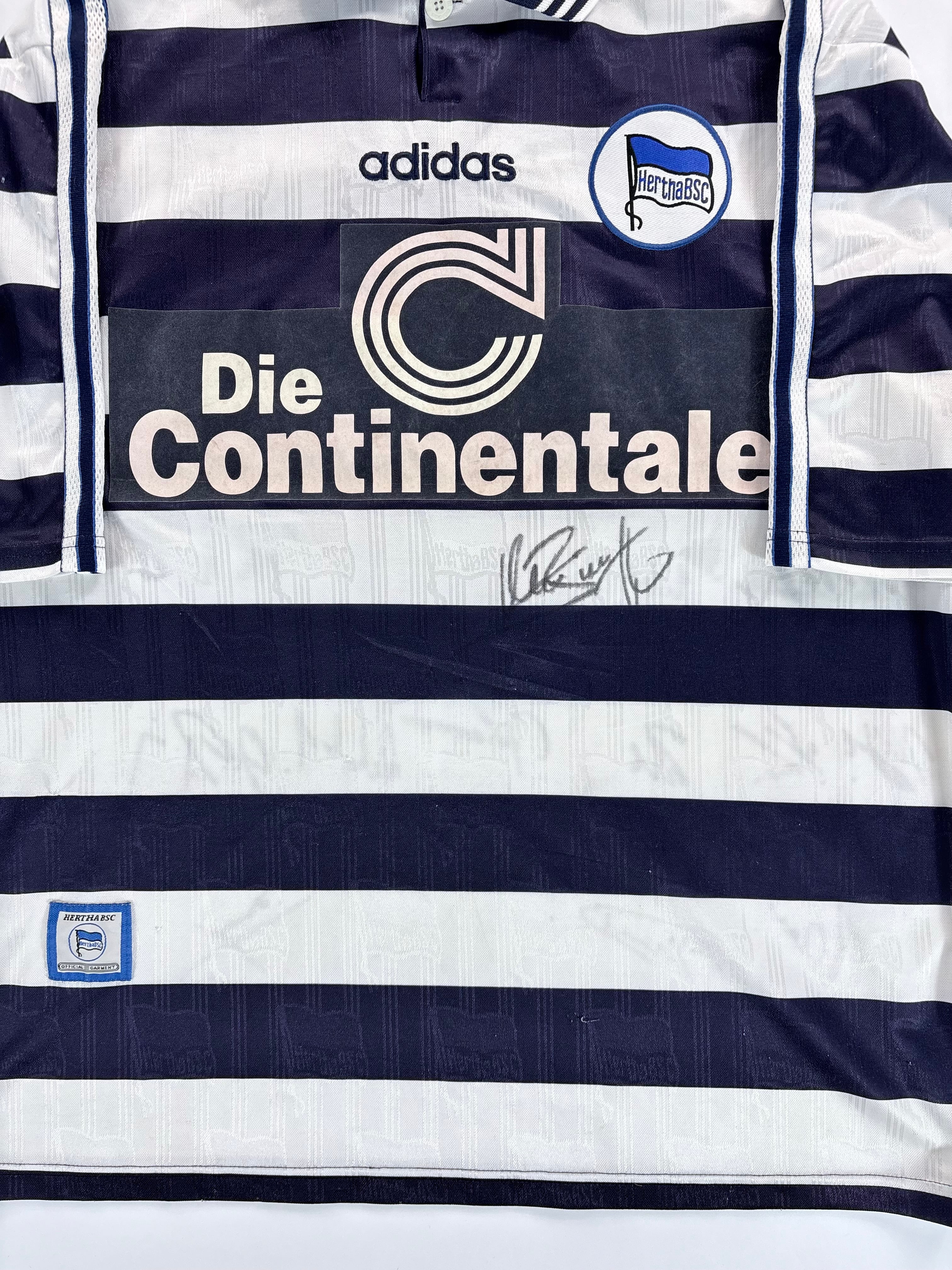 Hertha BSC Heimtrikot 1997/1998 - #6 Sverrisson - XL - Teamsigniert